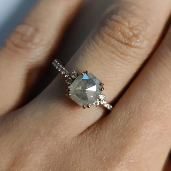 Radiant Diamond Engagement Ring Fancy Gray 1.22 TCW 14K Rose Gold - Picture 8 of 8